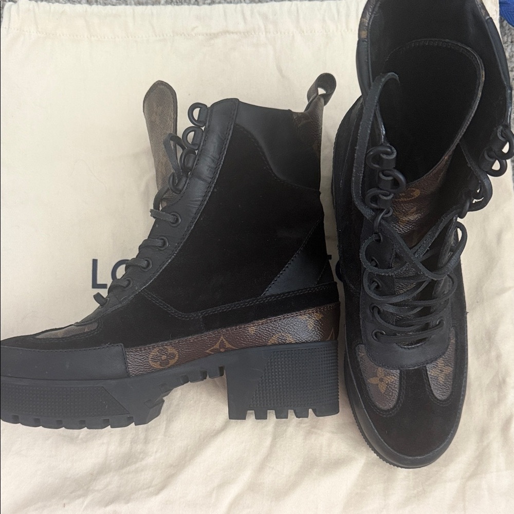 Louis Vuitton Black and Brown Ankle Boots